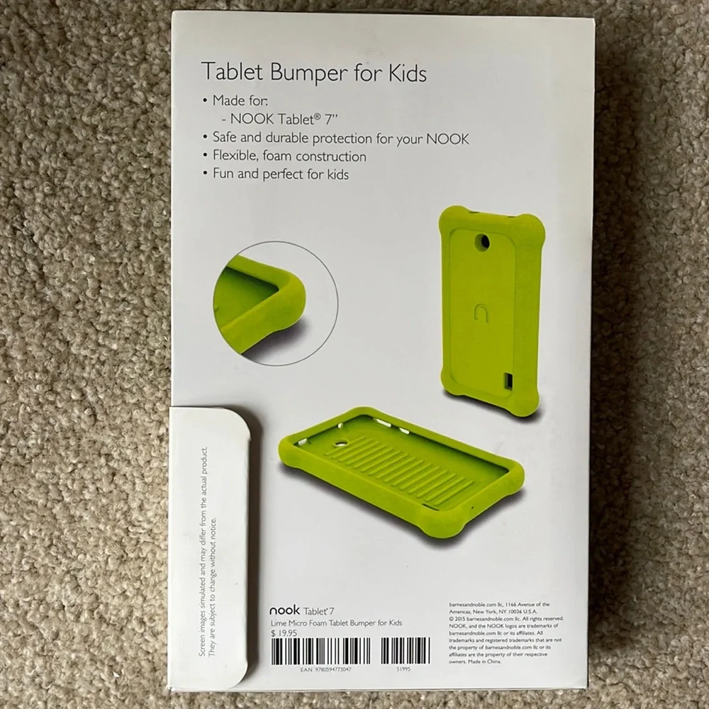 NIB Lime Green NOOK Tablet Micro Foam Bumper For Kids Made for NOOK 7